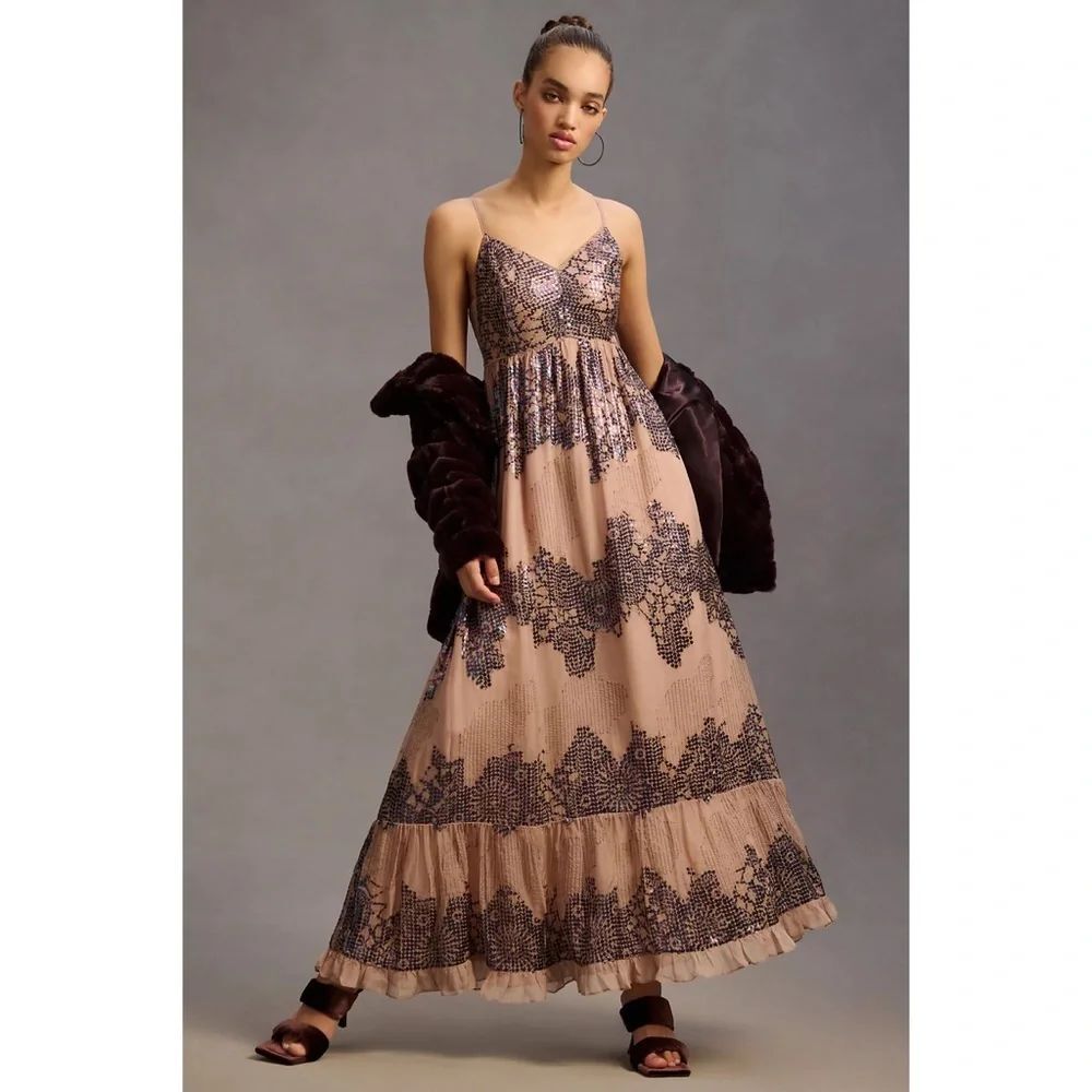 Anthropologie Let Me Be Deep-V Dress